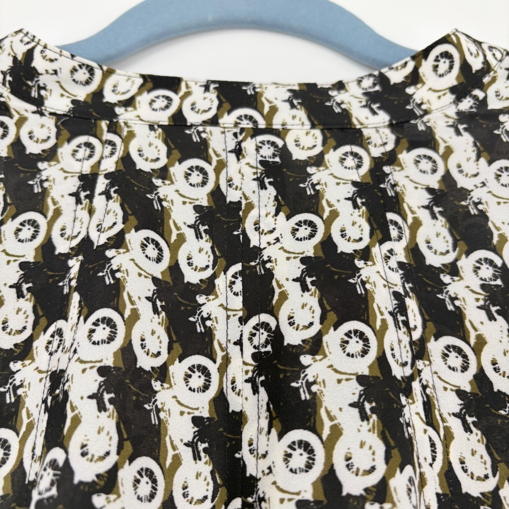 New Sejour Motorcycle Print High-Low Tunic 18W Top Black White Olive Long Sleeve - Picture 10 of 16